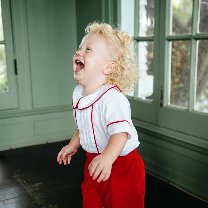 'Natal Vermelho” Calção Corduroy Boy por atacado de Marco and Lizzy