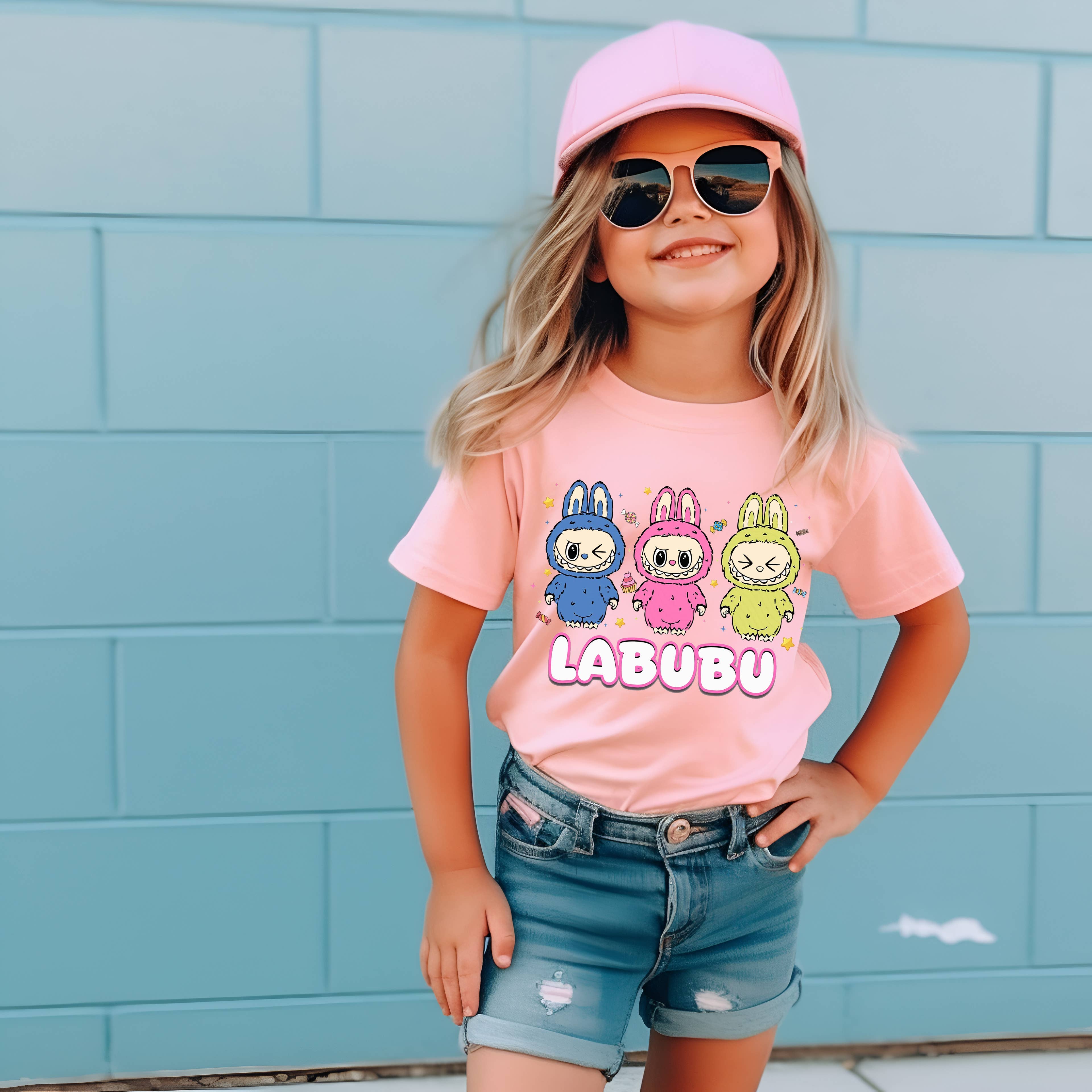 Little Trendy - Wholesale Screen Printed T-Shirt - Kids - Girls cute monster short-sleeved white T-shirt