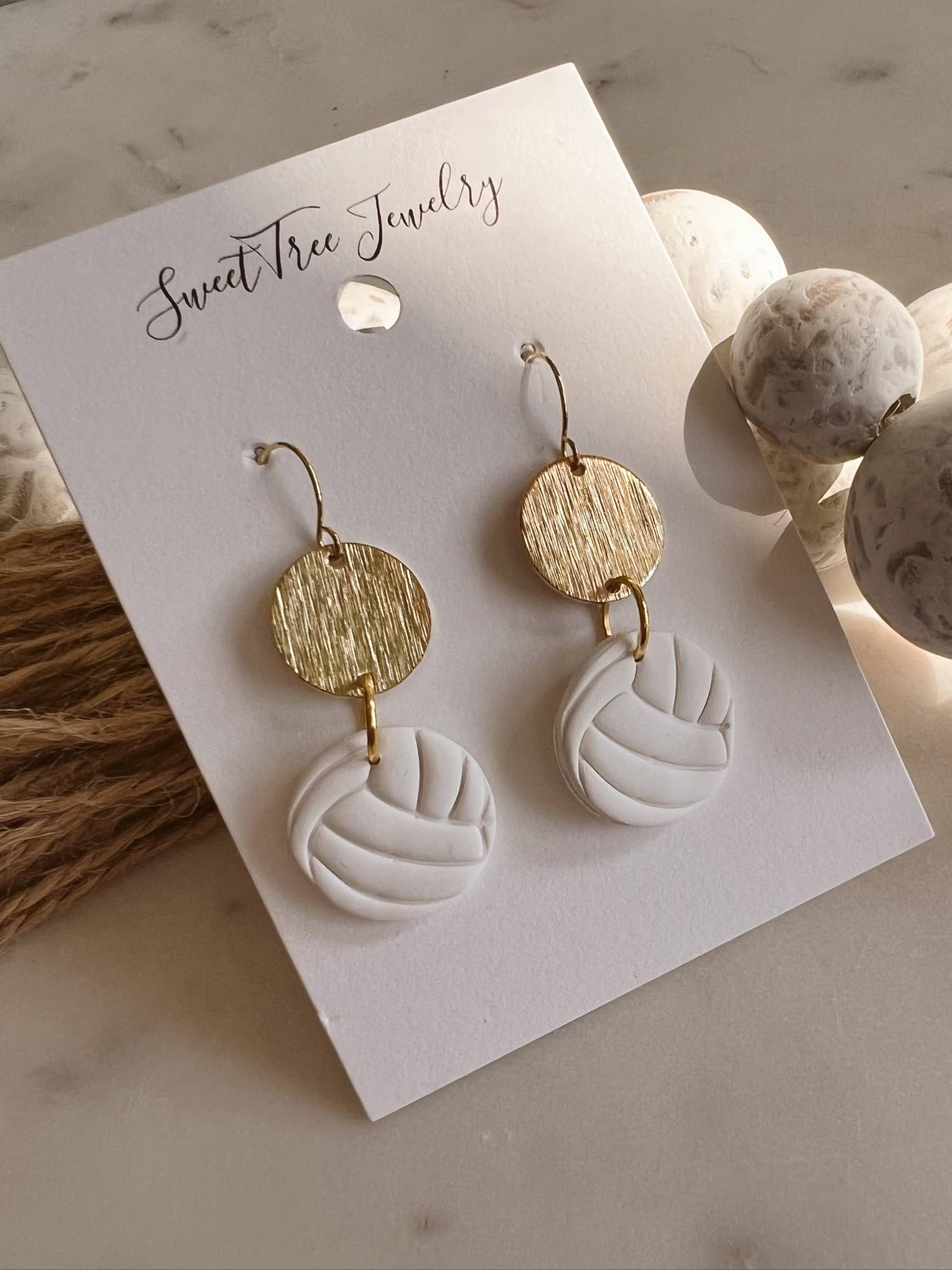 Sweet Tree - Wholesale Dangle Earrings - White Volleyball Earrings | Game Day sport earrings, Gifts0