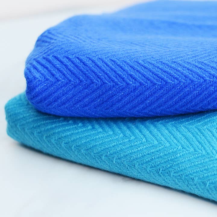 Blue & White Company - Wholesale Scarf - Women's - Electric Blue Herringbone Cashmere Scarves