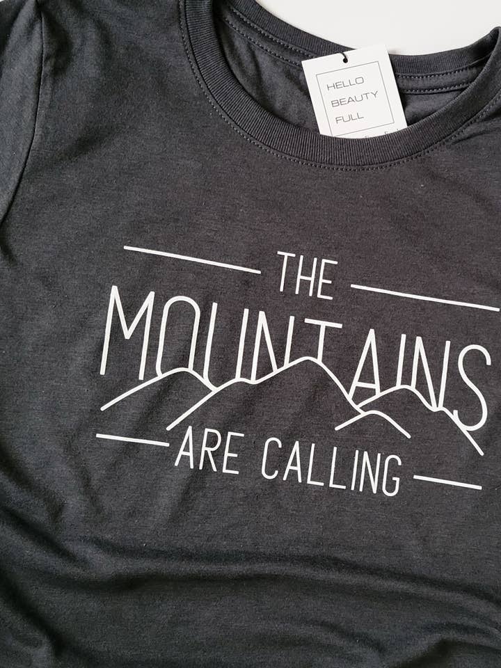 The Mountains are Calling Ladies Crew Neck, buttery soft for wholesale by Hello Beauty Full & Co.