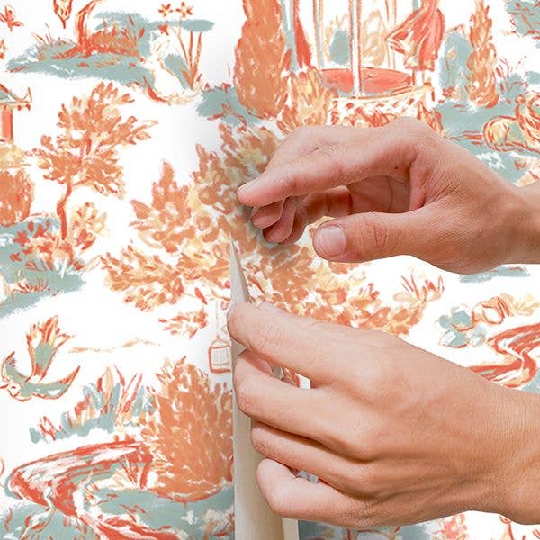 SmithHönig – wholesale Tapetrulle – Skala och stick Bakgrund Sommar House/Korall2