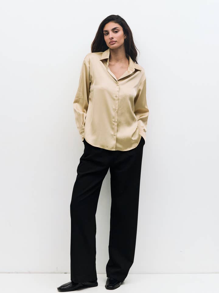 MOD REF - Wholesale Blouse - Women's - The Irina Top | Satin Long Sleeve Blouse0
