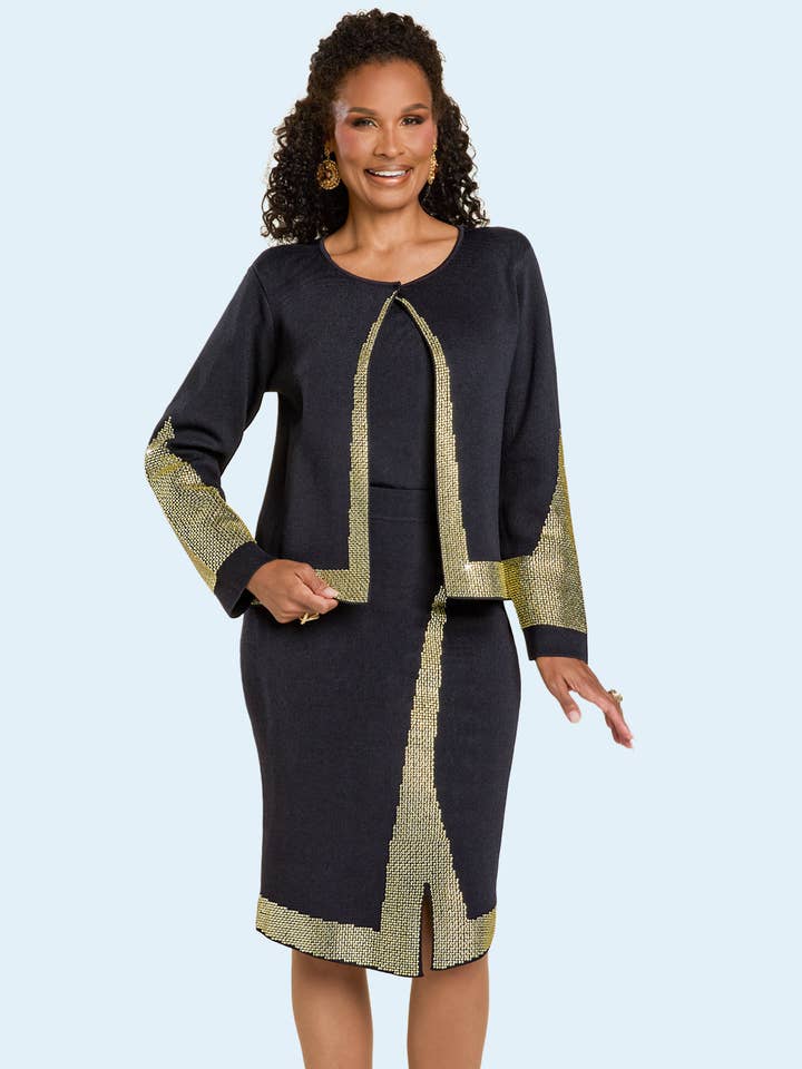 Donna Vinci Breisels, Stijl 13435 - 3-delige Set: Jasje, Topje & Rok voor wholesale door Donna Vinci