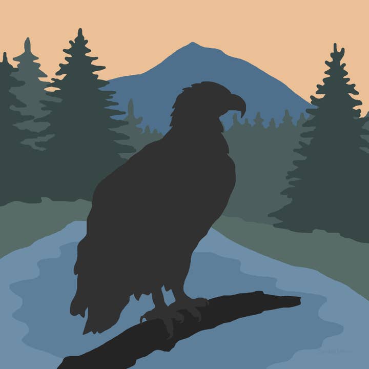 Impression artistique de silhouette d'aigle des bois pour la vente par Lehoux Art