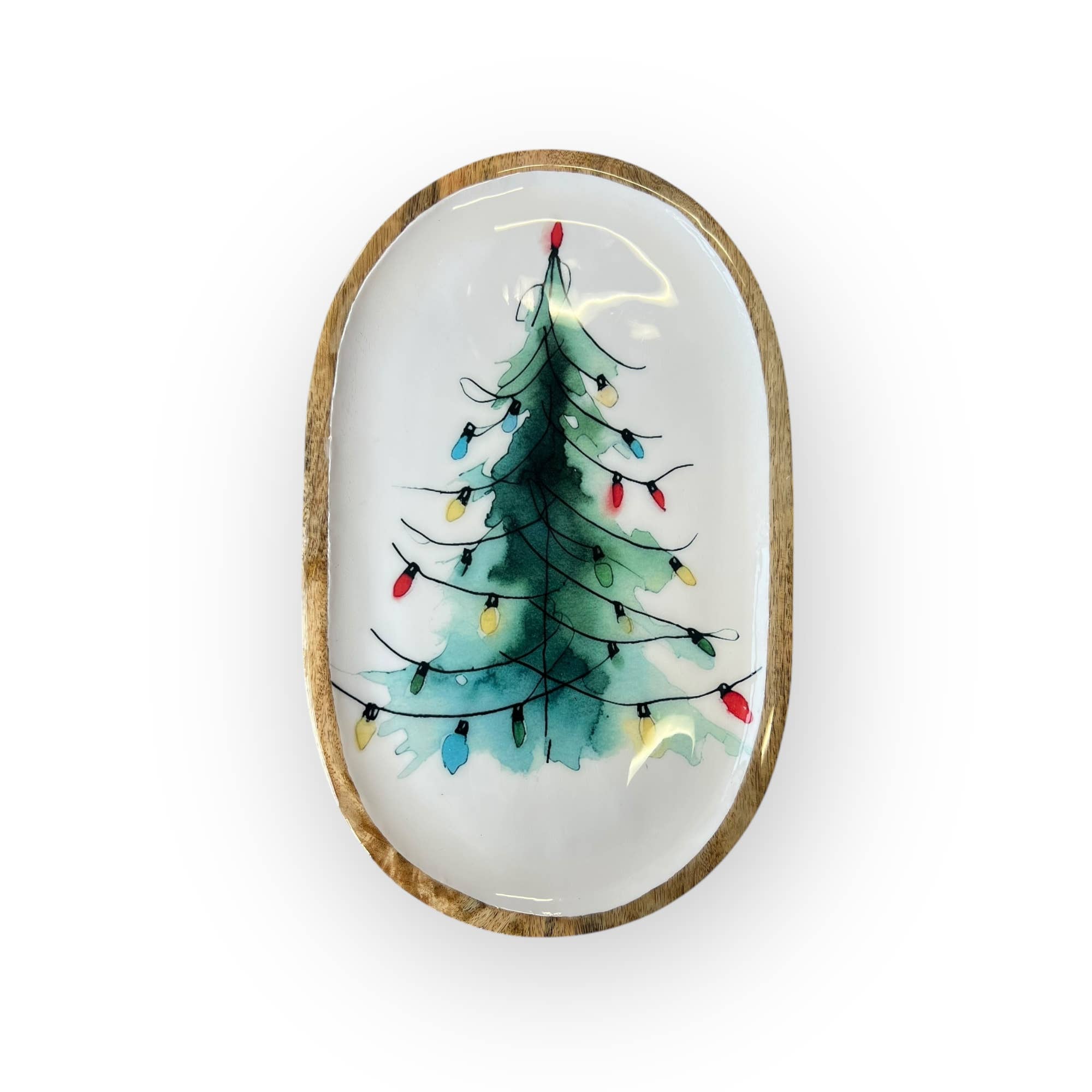 My Casita - Wholesale Decorative Tray - Holiday Tree with Lights Oblong Tray H-205 PREORDER3