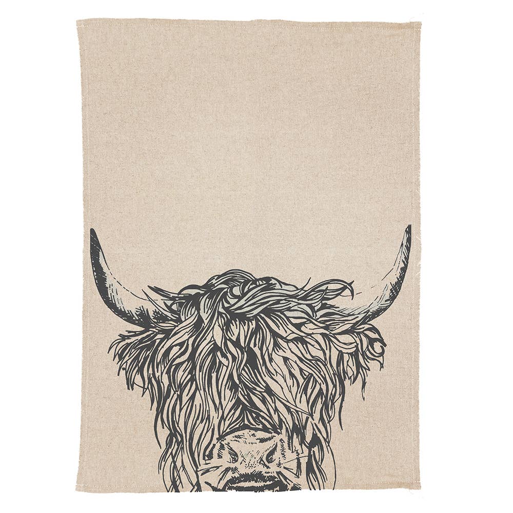 Selbrae House Ltd - Wholesale Tea Towel - Highland Cow Linen Tea Towel1