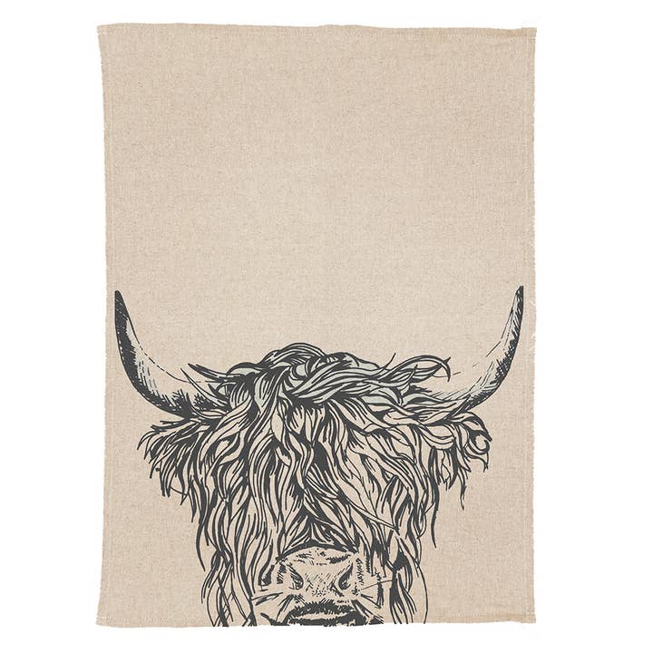 Selbrae House Ltd - Wholesale Tea Towel - Highland Cow Linen Tea Towel1