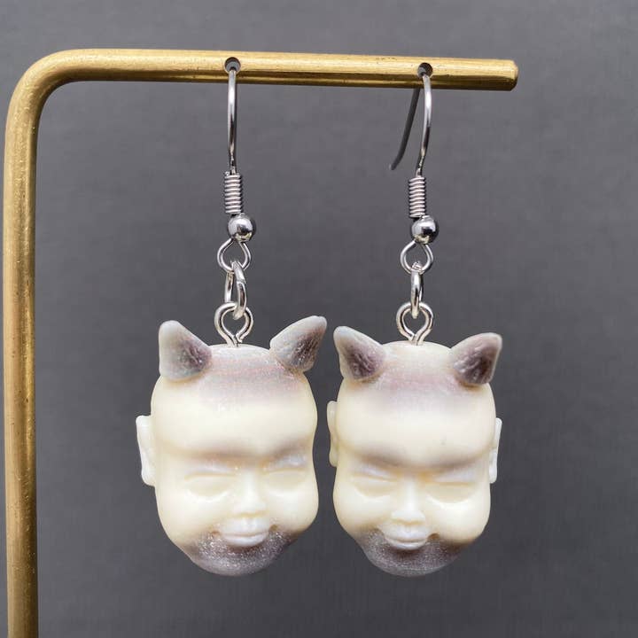 Gothic Resin Demon Head Dangle Earrings - GT for wholesale by Mio Queena