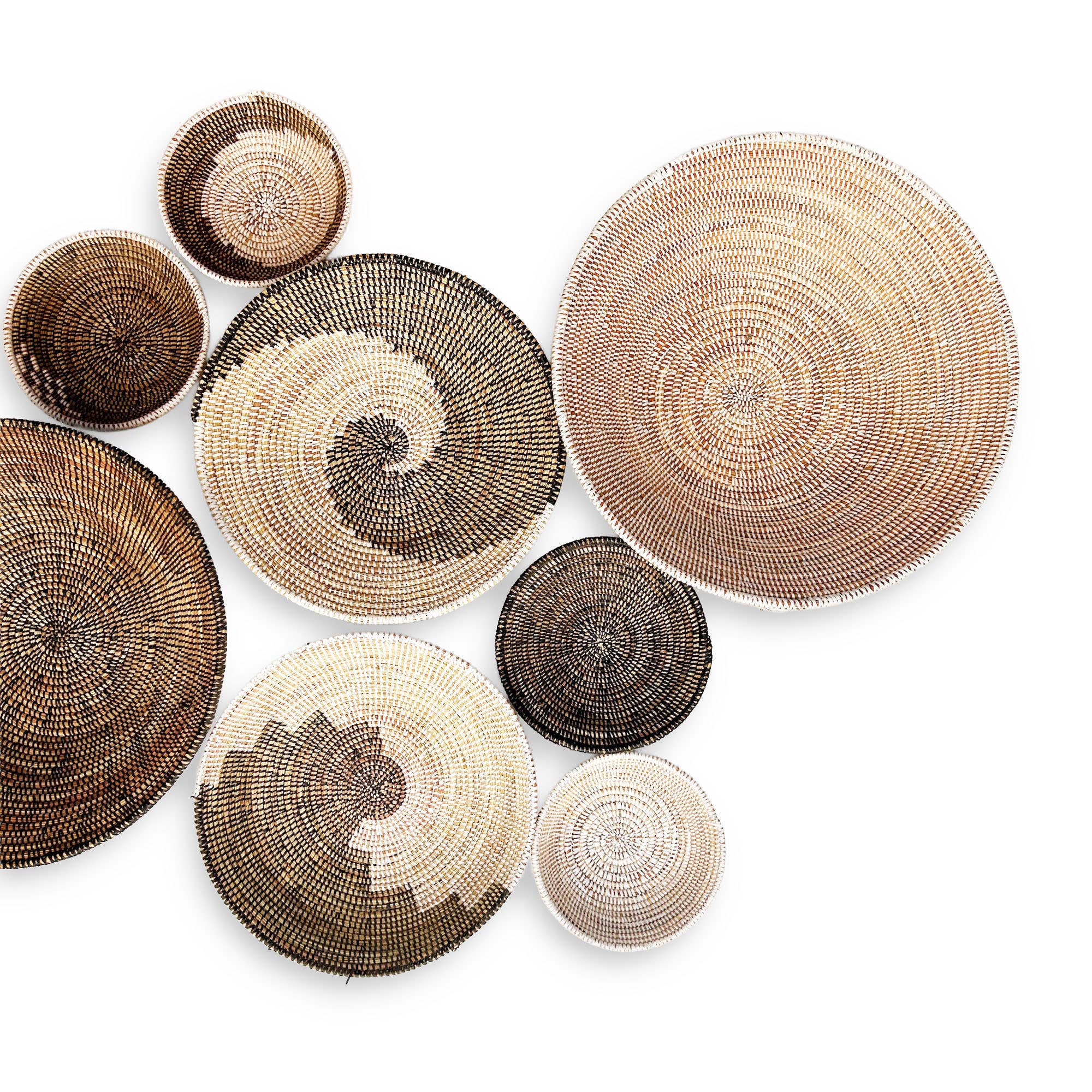 OUTPOST ORIGINAL - Vente Décoration murale - Ensemble de Paniers Muraux Fele – Noir & Blanc (Ensemble de 8, Tissés à la Main)2