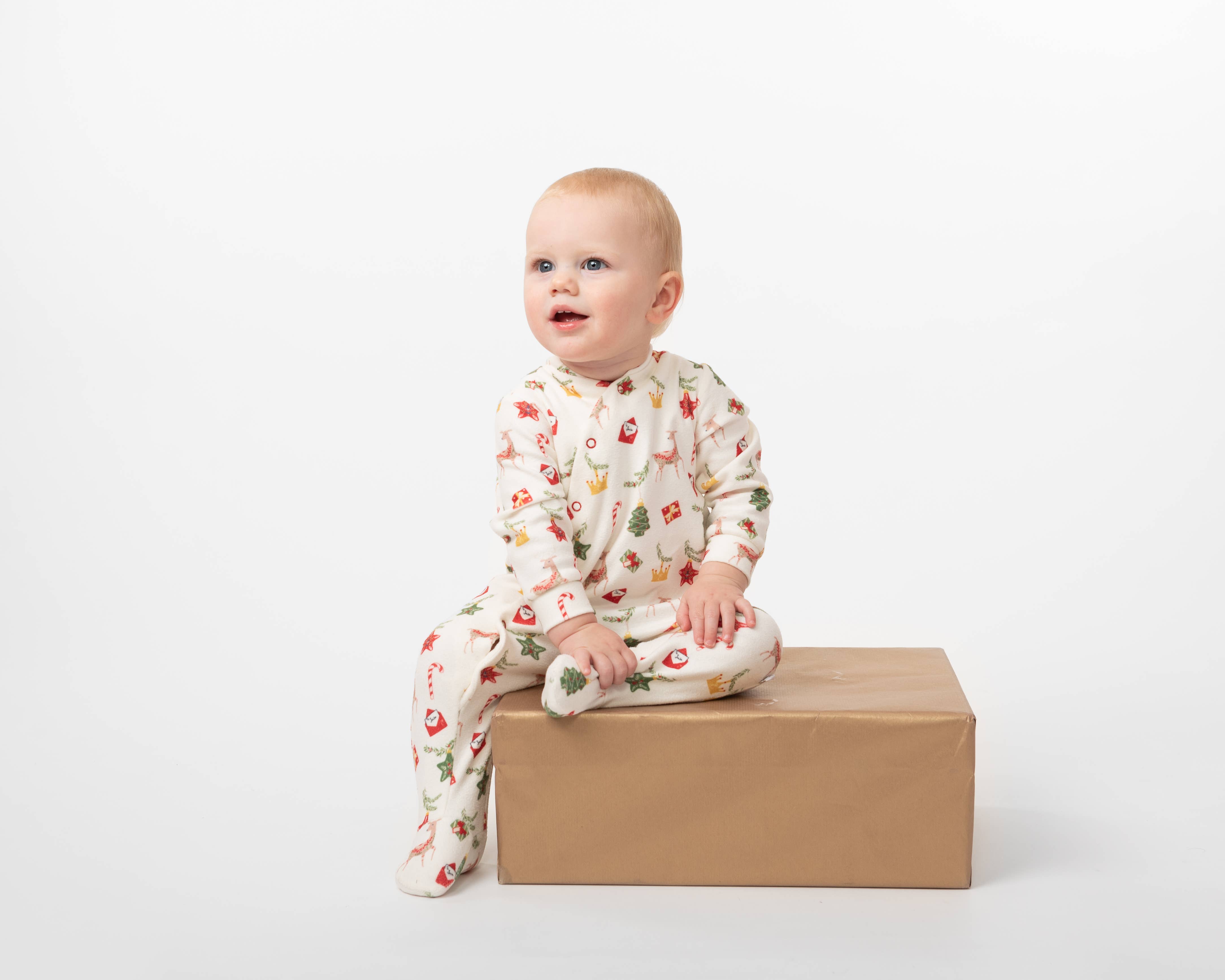 Ivory To Santa' Brushed Cotton Christmas Pyjamas with Hat for wholesale on Faire0