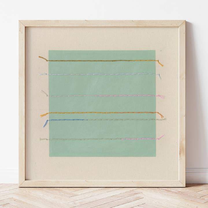 Light Sage Green Stripe Abstract Wall Art Print for wholesale by Emily Keating Snyder