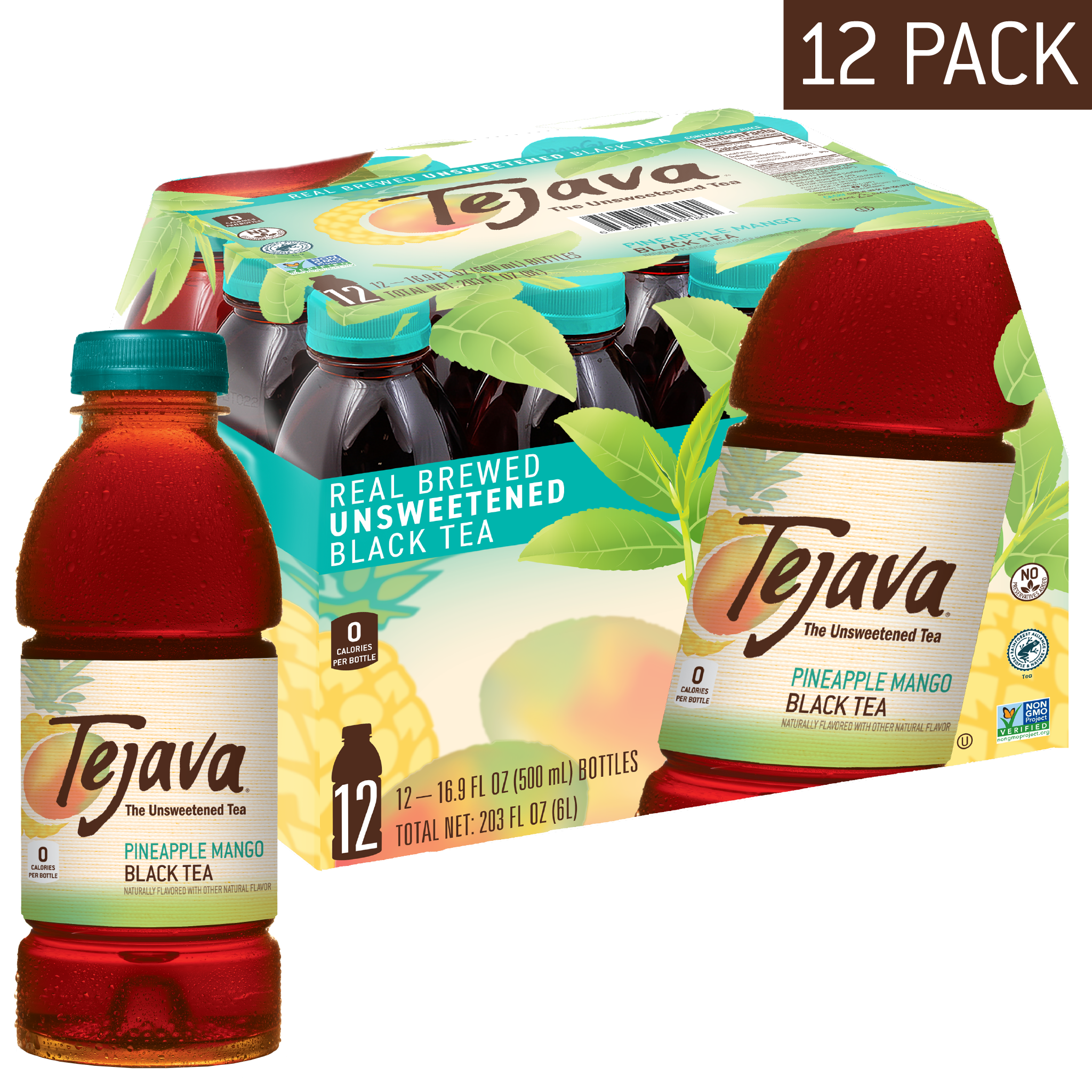 Crystal Geyser Water Company - Wholesale Iced Tea - Tejava Unsweetened Pineapple Mango Iced Tea (pack of 12)1