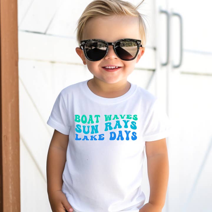Boat Sun Lake Days Kids Summer Graphic Tee for wholesale by ZZ Threadz