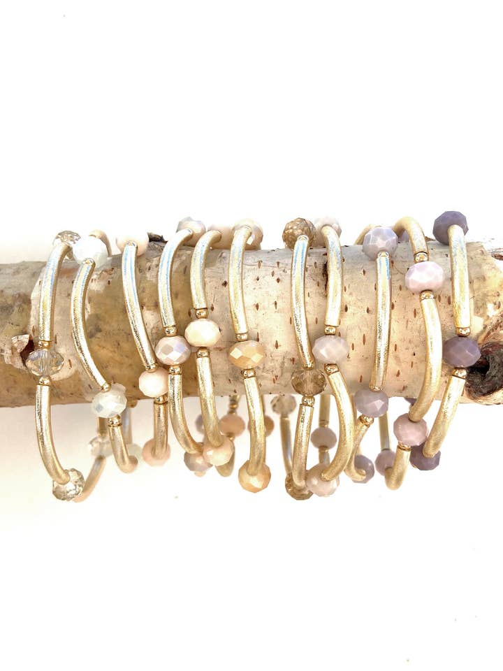 Multi Bar Crystal Hvid/Creme/Pinks-Cvb3-Bestseller for engroshandel hos CV Designs