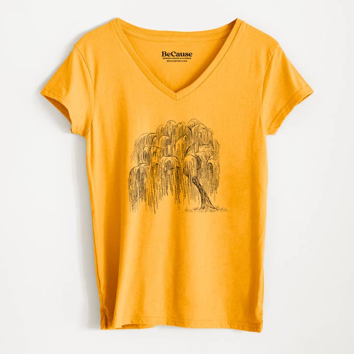 Weeping Willow - Salix babylonica - Women's 100% Recycled V-neck for wholesale by Because Tees