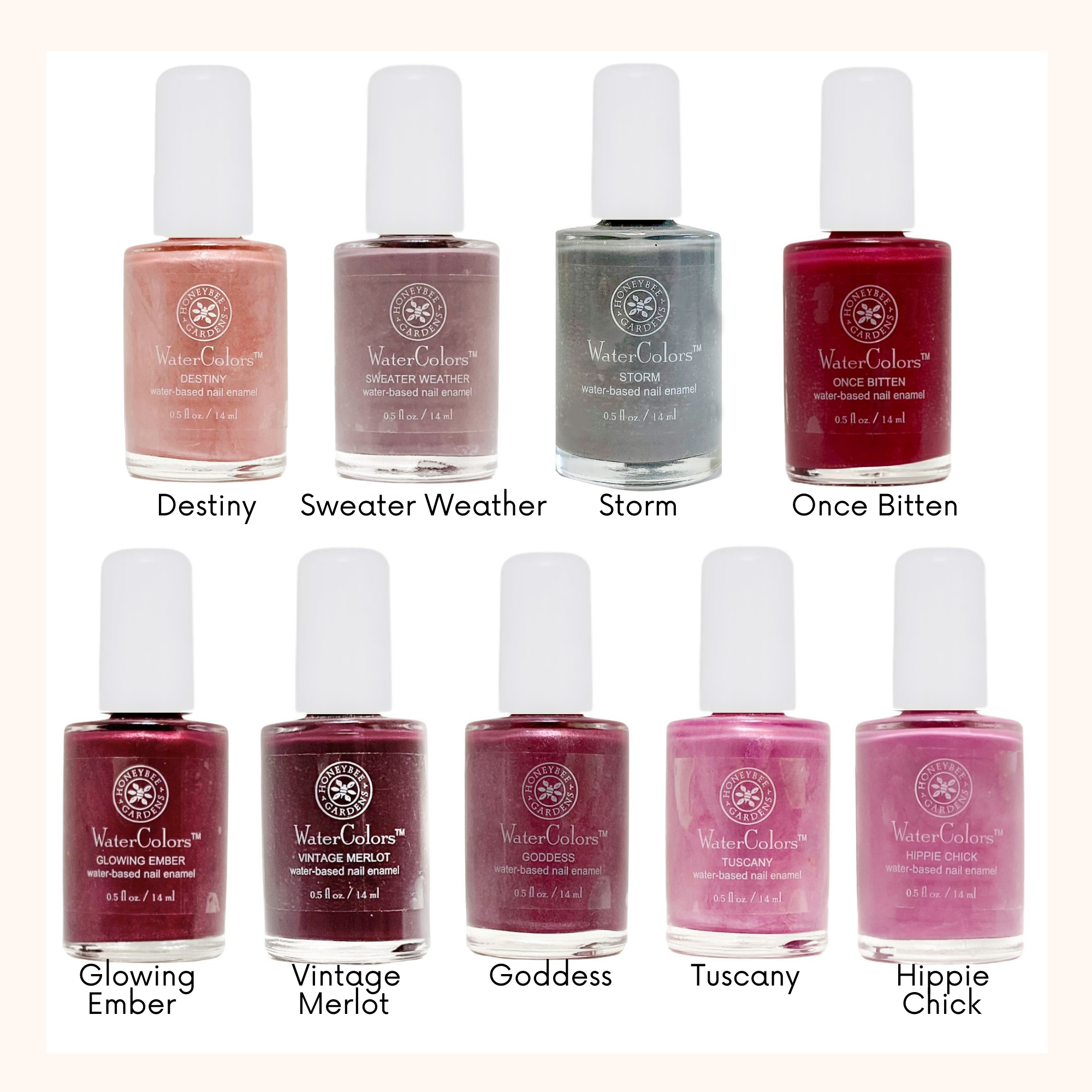 Honeybee Gardens Natural Cosmetics & Body Care - Wholesale Nail Polish - WaterColors Nail Enamel24