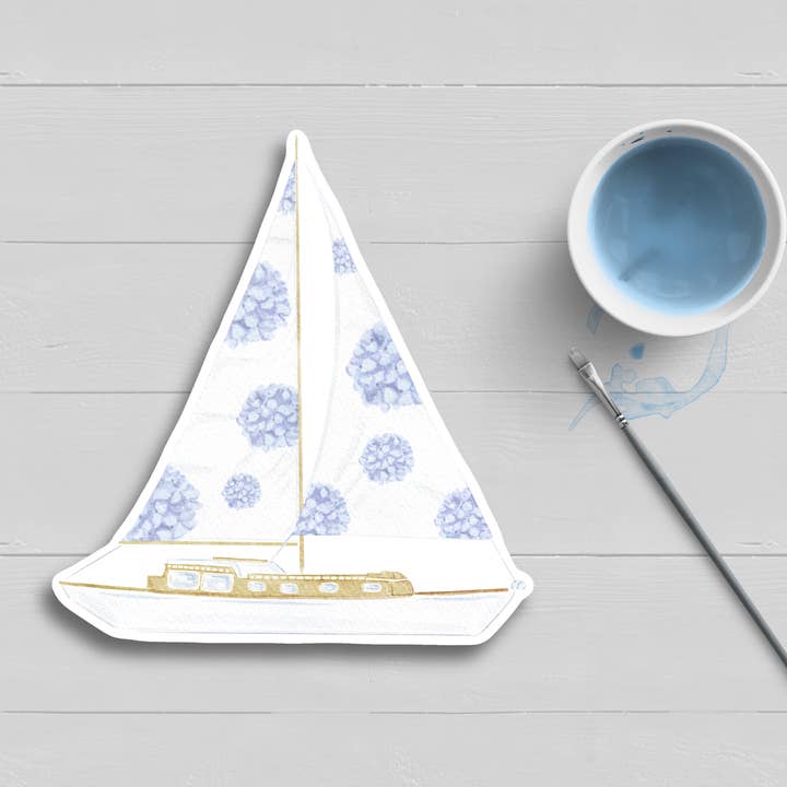 Autocollant aquarelle Hortensia Sailboat pour la vente par WonderfullyWrittenCo