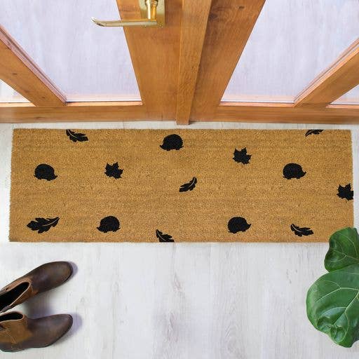 Hedgehog Autumn Leaves Patio Doormat for wholesale by Artsy Mats