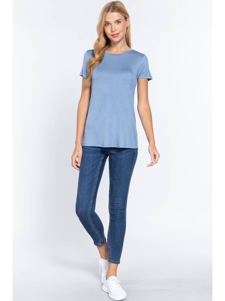 Active Basic | Active USA - Wholesale Knit Top - Women's - Short Sleeve Crew Neck Rayon Spandex Jersey Top24