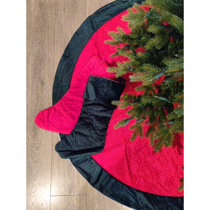 Fennco Styles – wholesale Julstrumpa – Rödgrön klassisk julstrumpa i sammetsträd