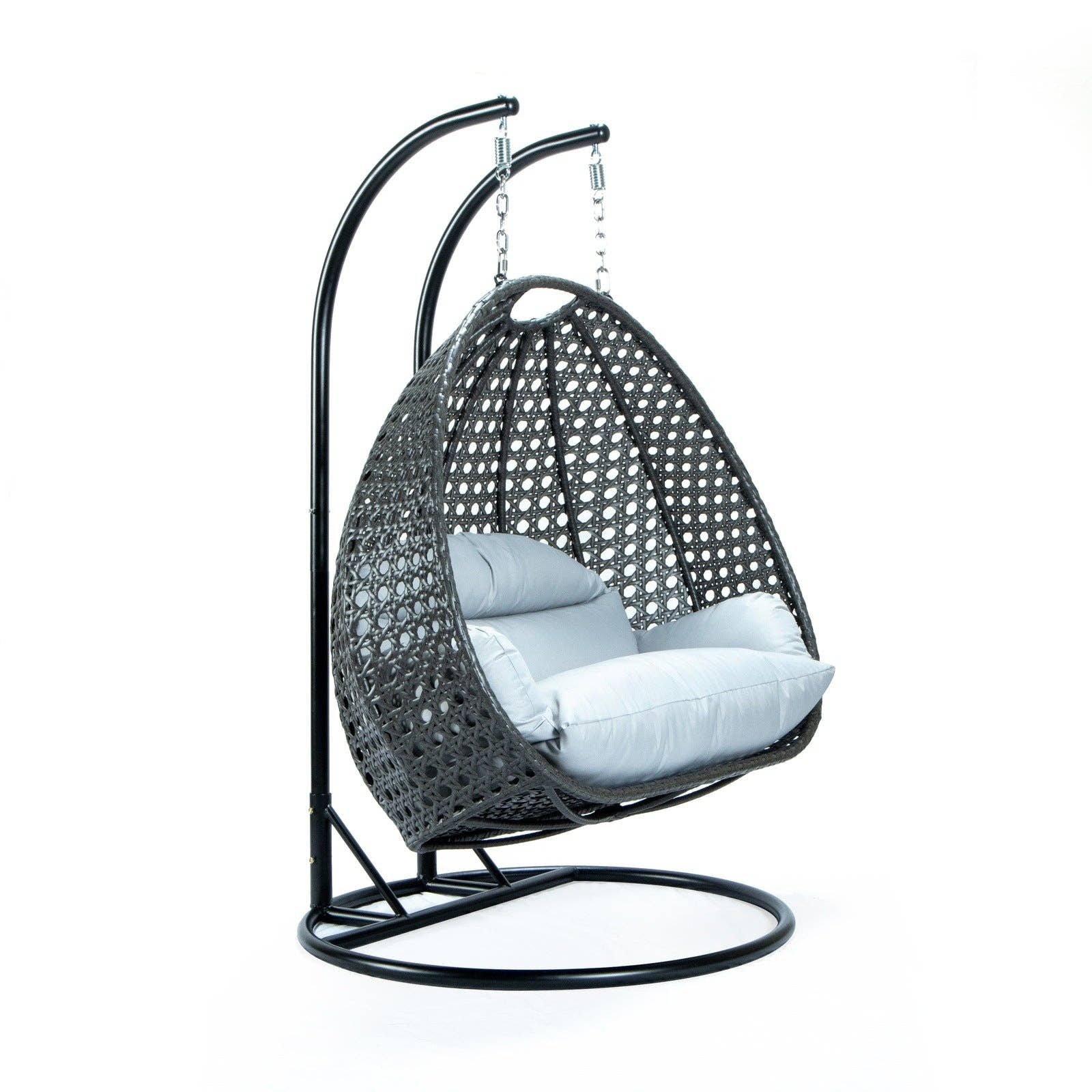 LeisureMod - Wholesale Egg Chair - Modern Charcoal Wicker Hanging Double Seater Egg Swing Chair80