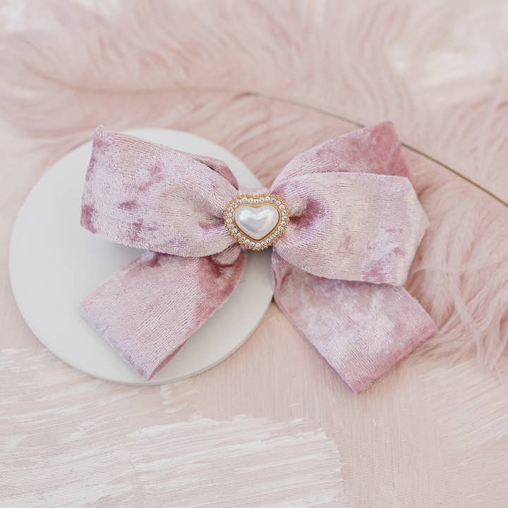 Golden Dot Lane - Wholesale Hair Bow - Kids - Glam Velvet Valentine Hair BowÂ