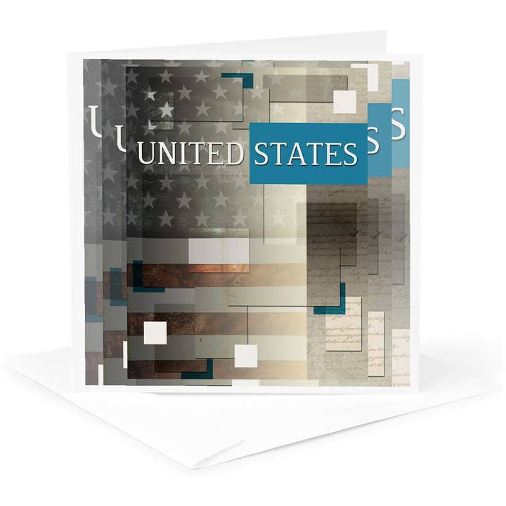 3dRose, USA patriotisk design inkluderar USA textflagga och skuggeffekter, Gratulationskort för wholesale av 3dRose