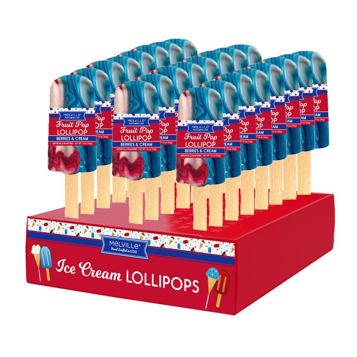 Melville Candy Company - Wholesale Lollipop - Patriotic Berries & Cream Lollipops