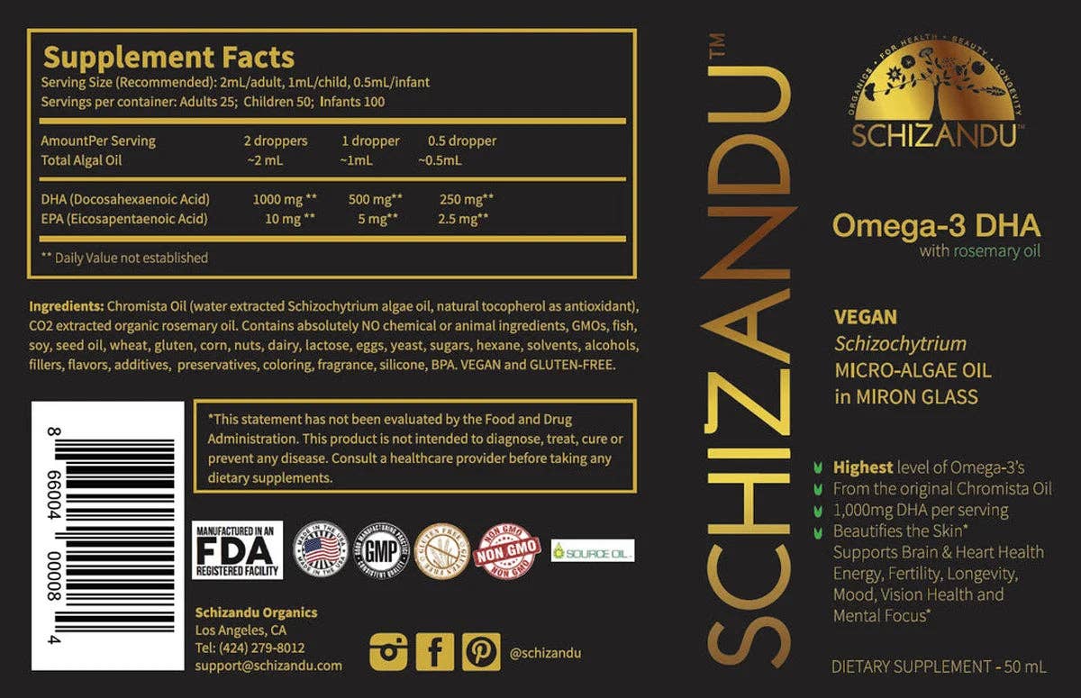 Schizandu Organics - Wholesale Oral Supplement/Vitamin - High Potency, Pure Algae Oil - Omega 3 Supplement12