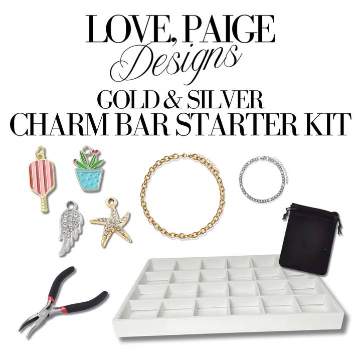 Love, Paige Designs - Wholesale Jewelry Set - Gold & Silver Charm Bar Starter Kit Bundle