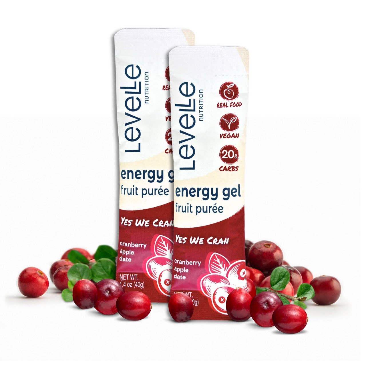 Yes We Cran! Energy Gel - Vegan, Real Food (40g) for wholesale by Levelle Nutrition