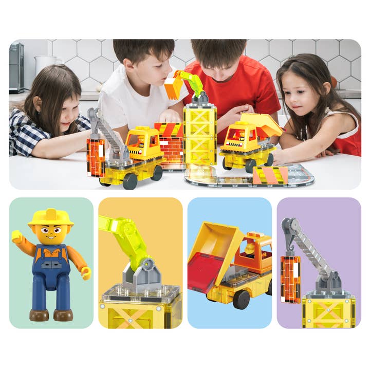 PicassoTiles - Wholesale Building Set - Kids - PicassoTiles 50pc Construction Magnetic Tile Building Set7