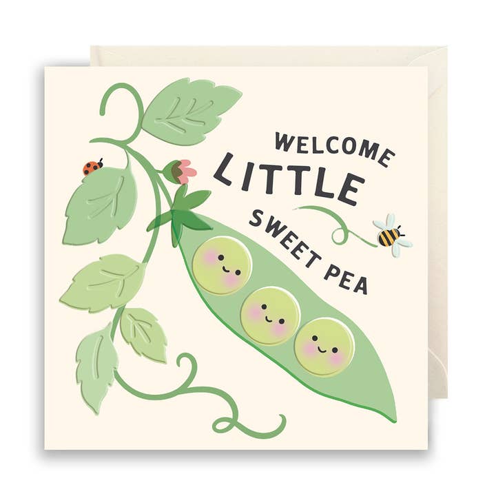 Notes & Queries, Inc. - Wholesale Baby Card - NEW BABY SWEET PEA GREETING CARD ROSANNA ROSSI