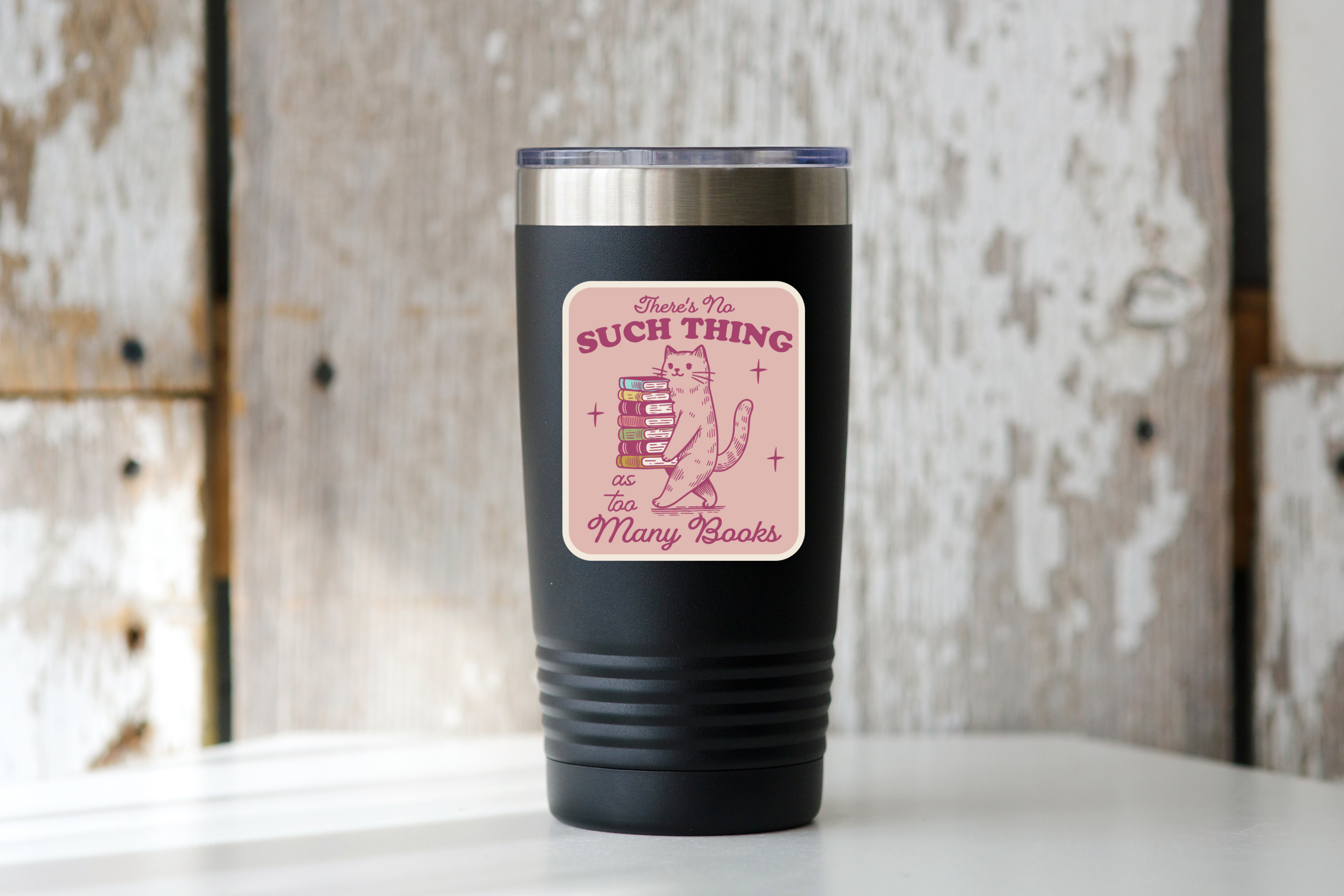 Yarnival - Wholesale Sticker - There's No Such Thing As Too Many Books Sticker - cat, kitty1