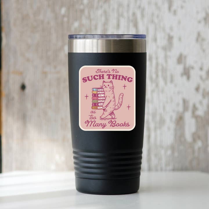 Yarnival - Wholesale Sticker - There's No Such Thing As Too Many Books Sticker - cat, kitty1