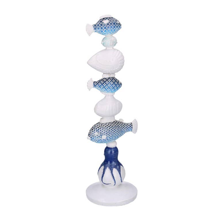 Vacchetti - Wholesale Decorative Tabletop Object - White Blue Sea Resin Decoration CM14x13.5h45.52