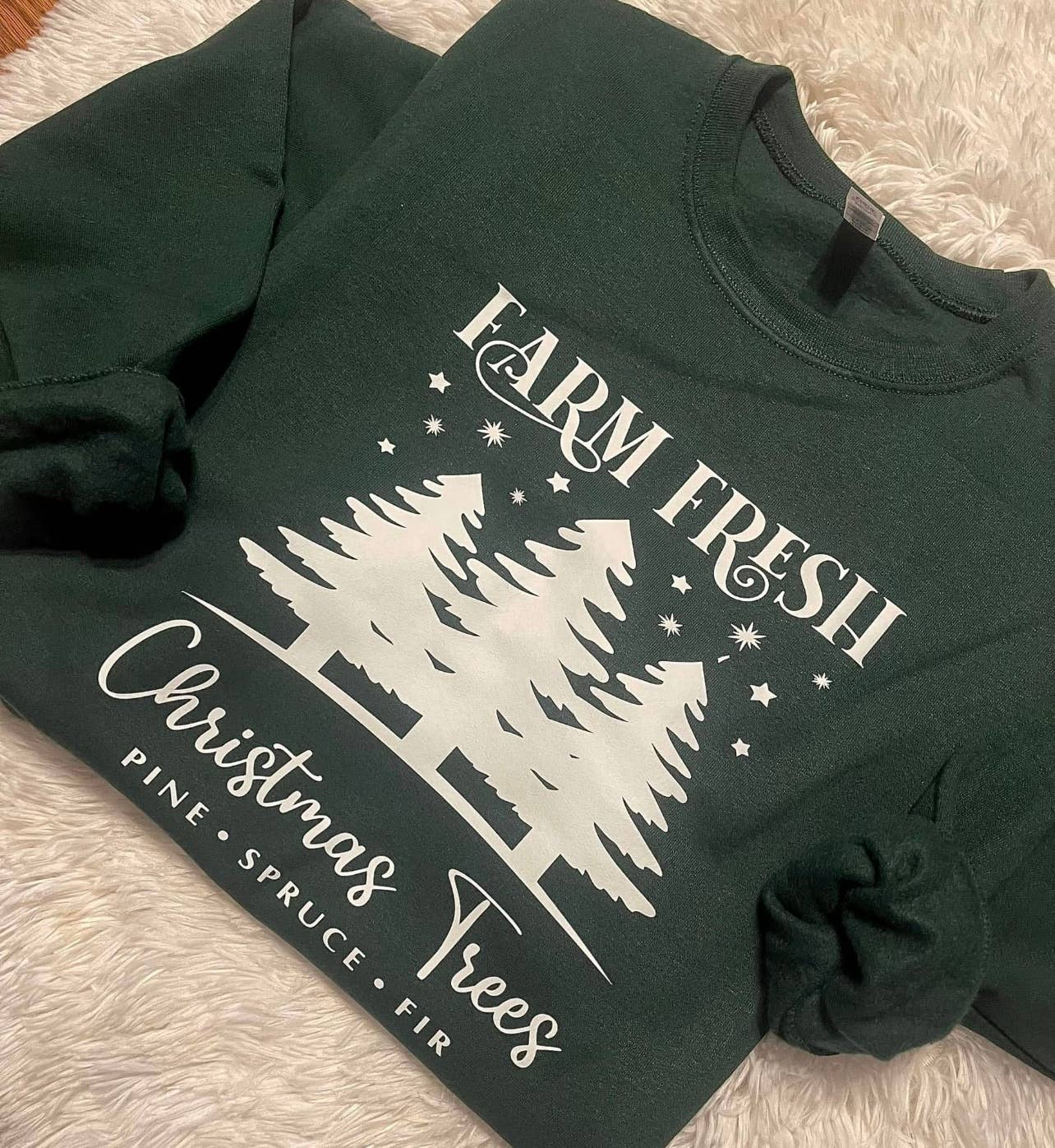 StricklandDesignCo - Wholesale Graphic Sweatshirt - Women's - farm fresh Christmas trees sweatshirt0