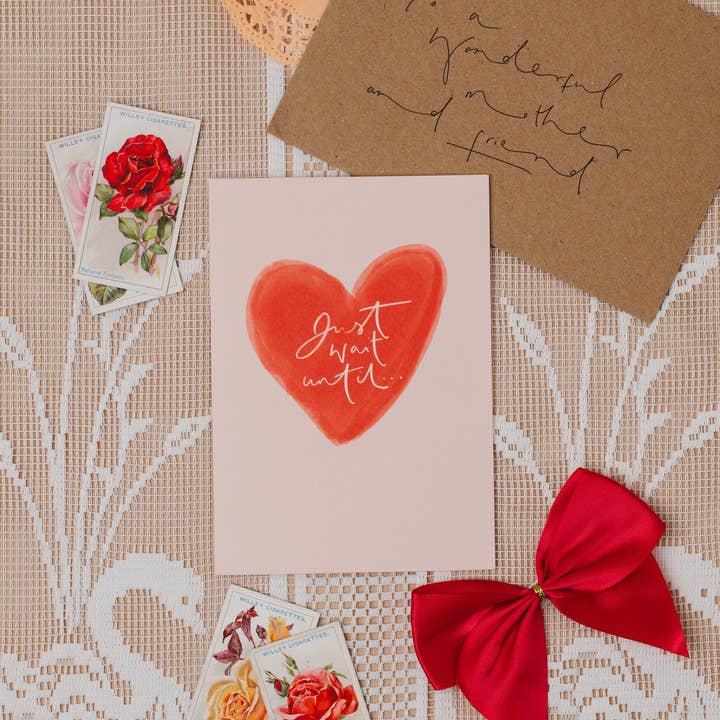 Just Wait Until Heart New Baby Mother Card for wholesale by Oh Squirrel