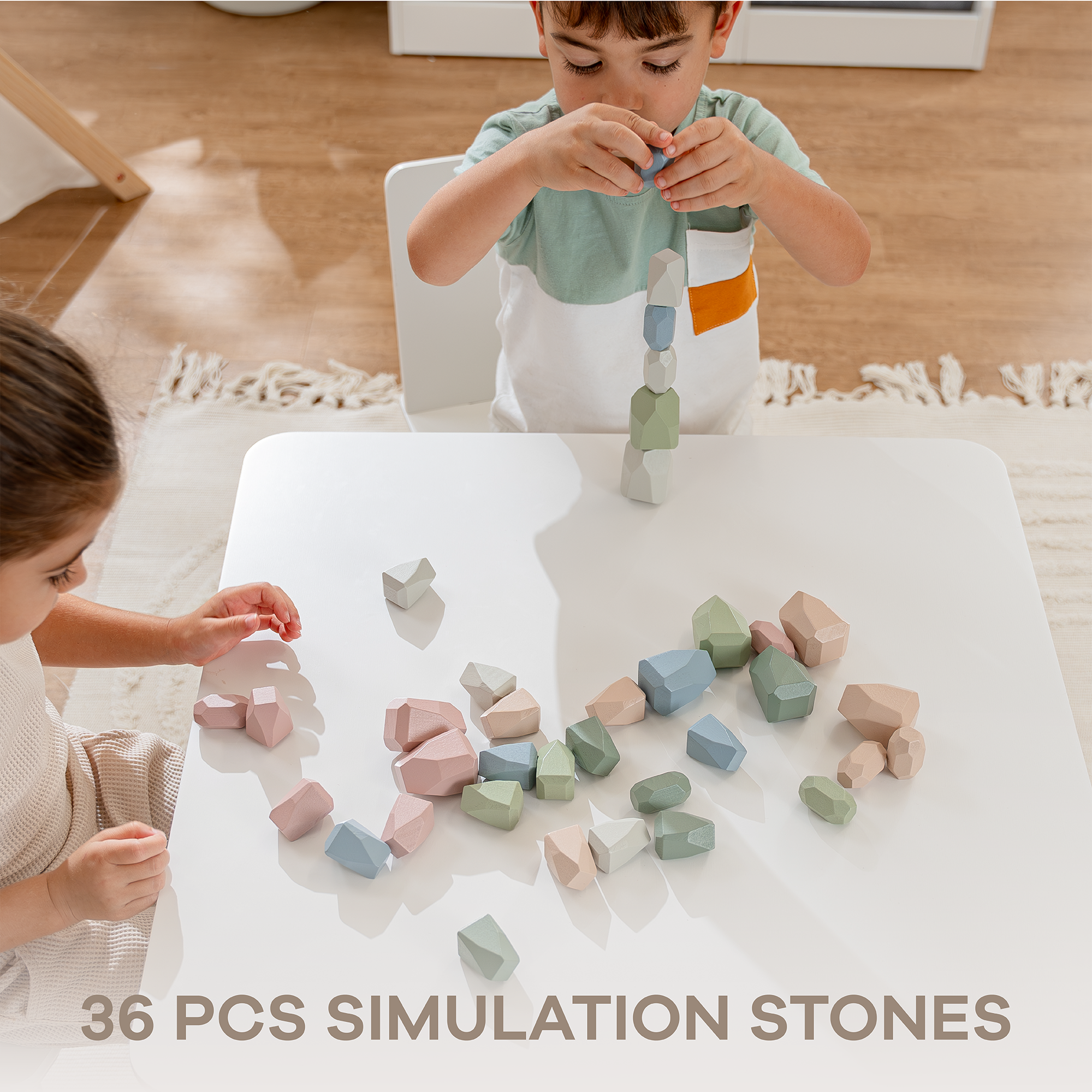 Comfy Cubs - Wholesale Blocks - Kids Baby - Stacking Rocks, 36 pcs Wooden Stacking Stones by Comfy Cubs22