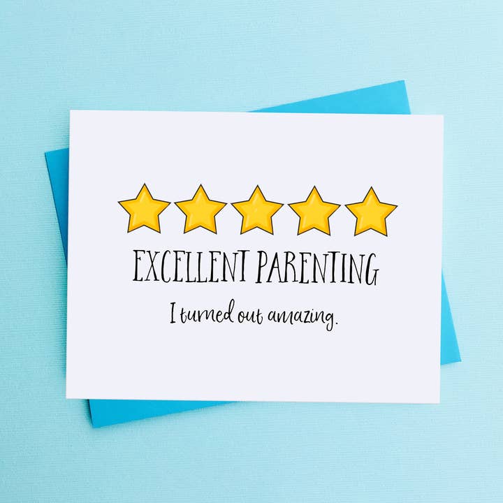 Excellent Parenting Mother's Day Card / Father's Day Card for wholesale by Top Hat and Monocle