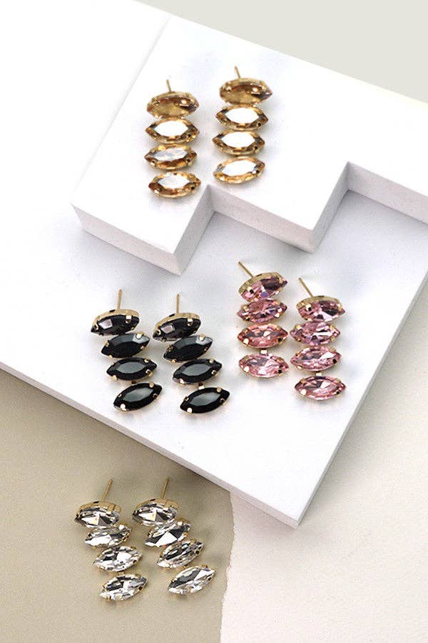 JOSSLYN by wall to wall - Wholesale Dangle Earrings - CRYSTAL GLASS BAGUETTE DROP EARRINGS | 40E2732