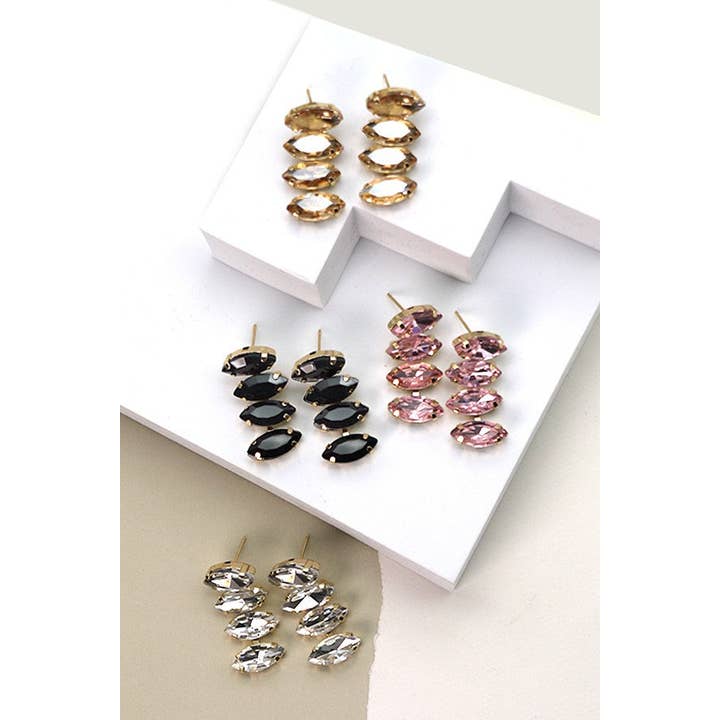 JOSSLYN by wall to wall - Wholesale Dangle Earrings - CRYSTAL GLASS BAGUETTE DROP EARRINGS | 40E2732