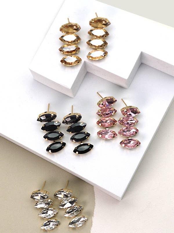 CRYSTAL GLASS BAGUETTE DROP EARRINGS | 40E273 for wholesale by JOSSLYN by wall to wall