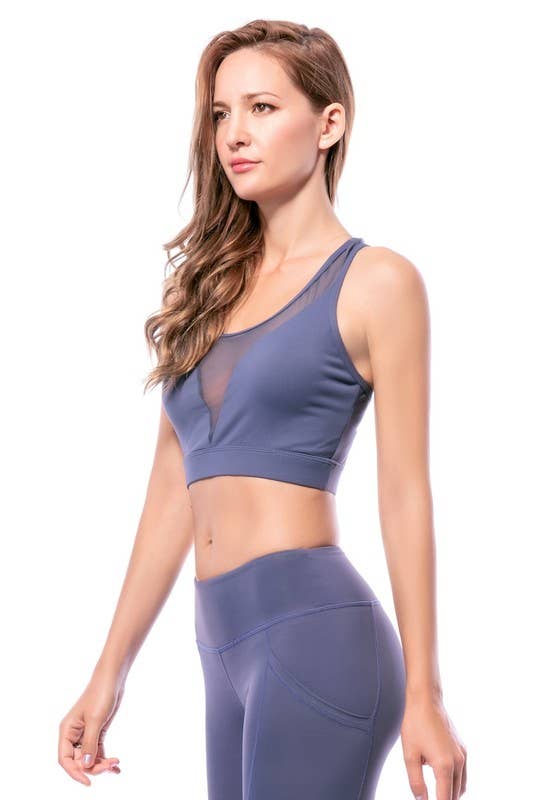 Yira - Venta al por mayor Sujetador deportivo - Mujer - Top de sujetador con espalda de tiras y cuello en V de malla6