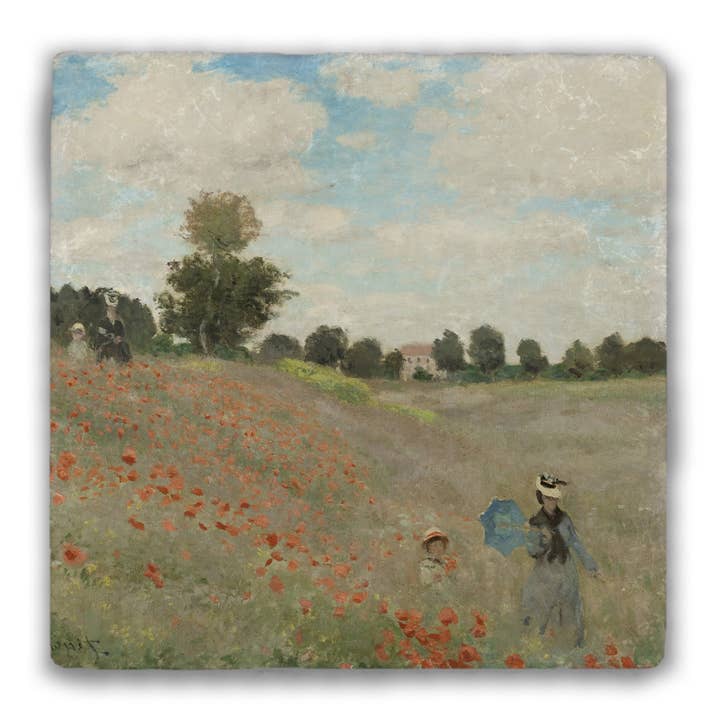 Sous-verre en pierre roulée « Poppy Field » pour la vente par Nelson Gifts Wholesale