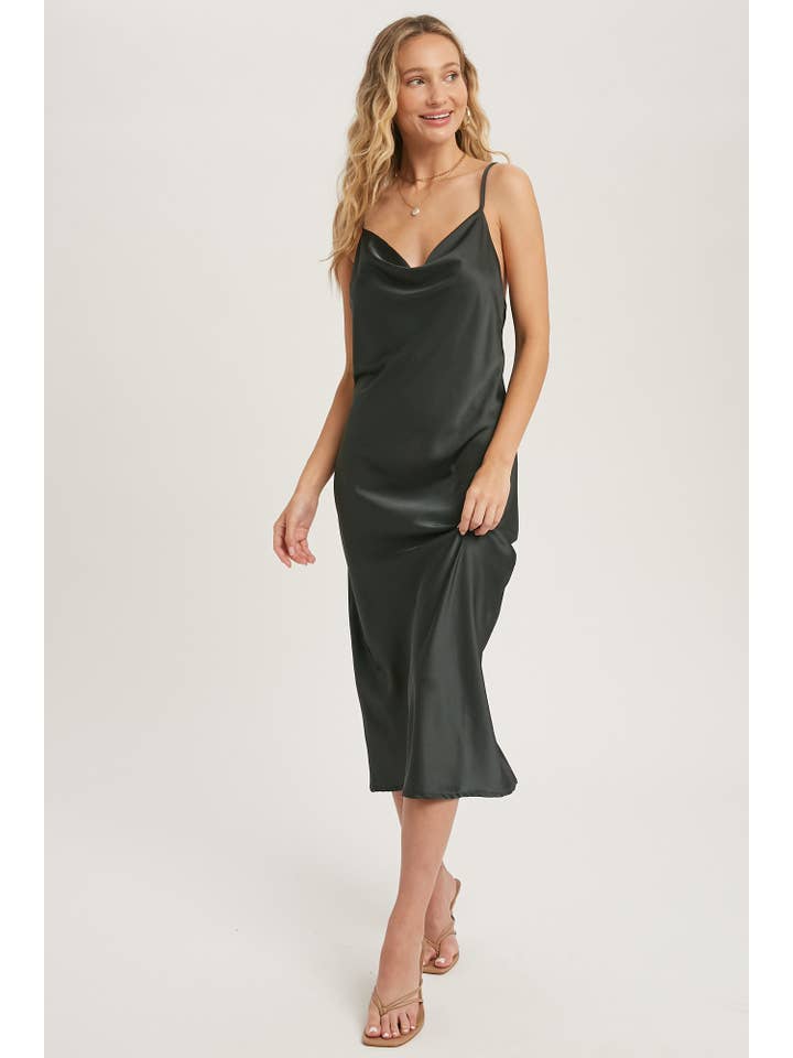 Bluivy - Wholesale Dress - Women's - SATIN DRAPED NECK MIDI SLIP DRESS12