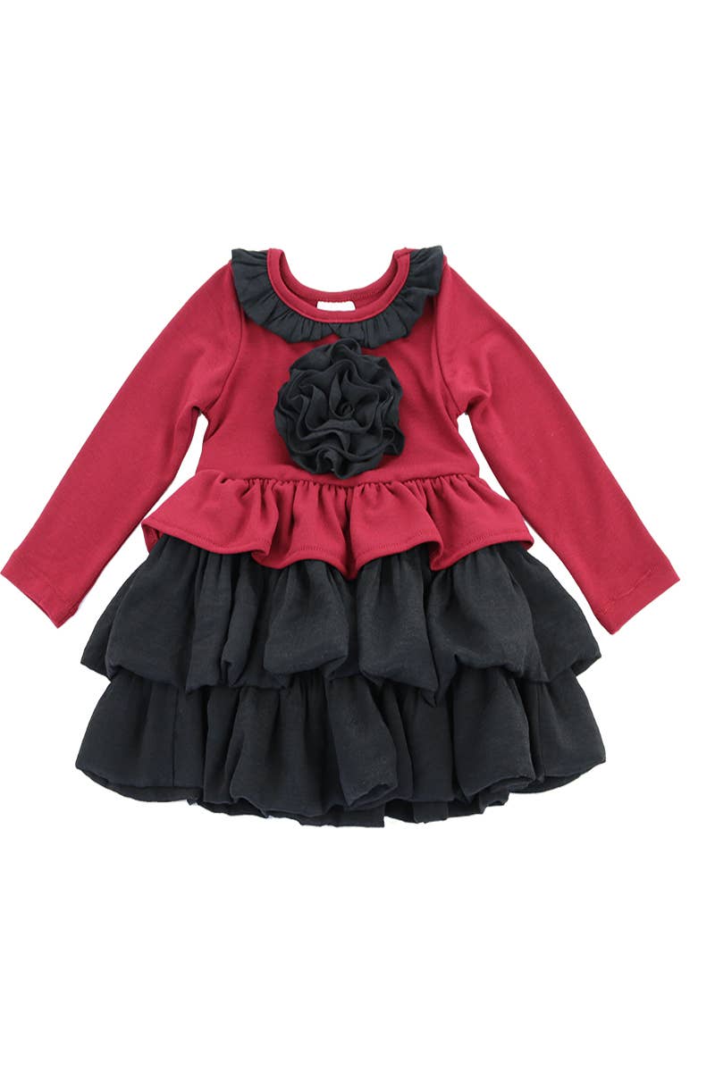 SISSYMINI - Vendita all'ingrosso Vestito - Bambini - Abito a maniche lunghe con volant a peplo per bambine e bambine | LV3614