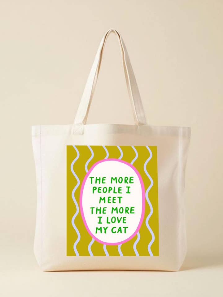 I Love My Cat Cotton Canvas Tote Bag – Funny Shopping Bag for wholesale by The Paper Tail