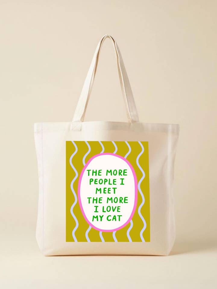 I Love My Cat Cotton Canvas Tote Bag – Funny Shopping Bag for wholesale by The Paper Tail